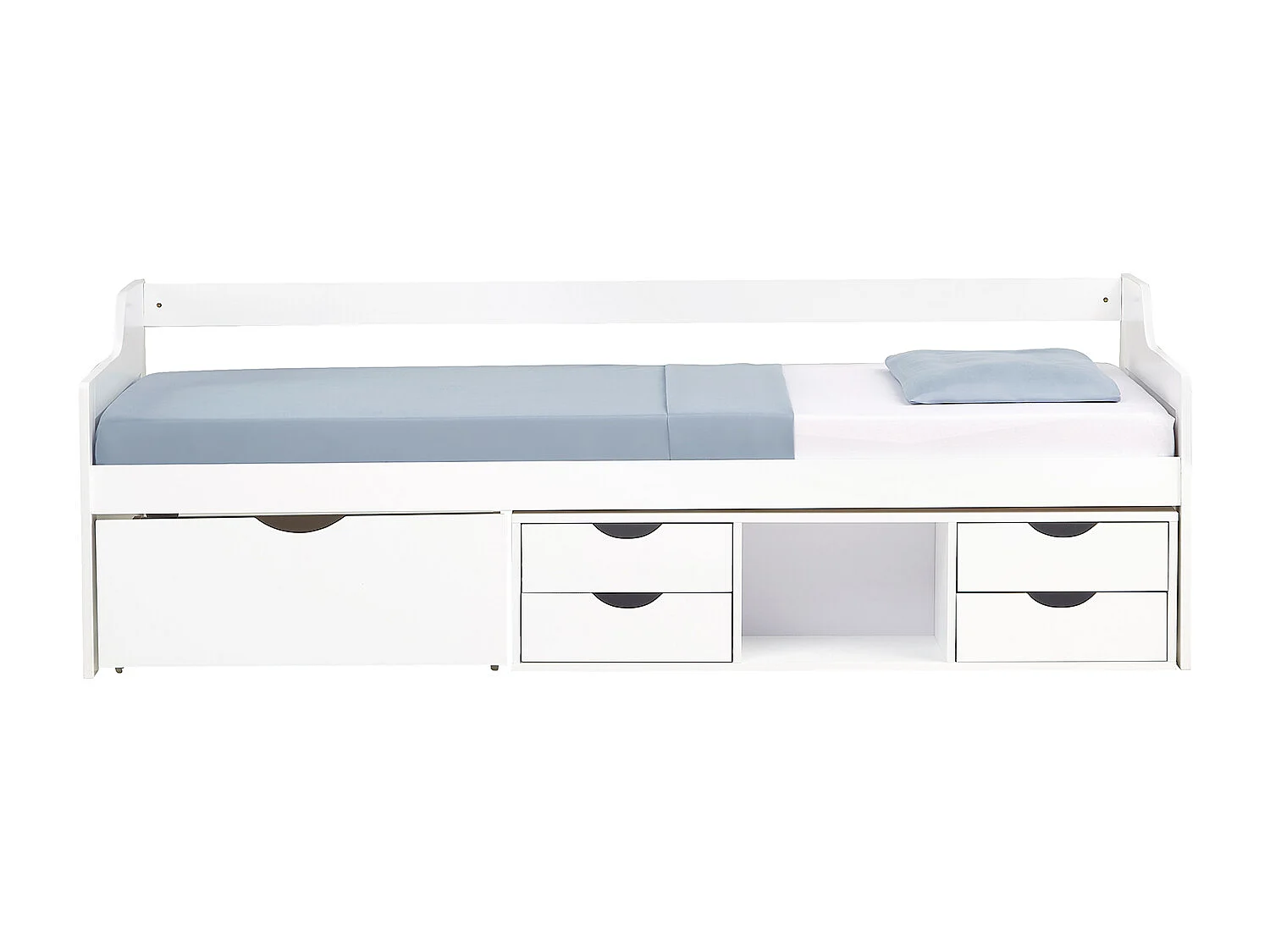 Eenpersoonsbed 90x200 cm wit cabine opbergladen