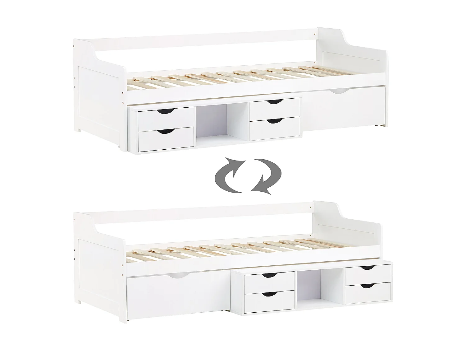 Eenpersoonsbed 90x200 cm wit cabine opbergladen