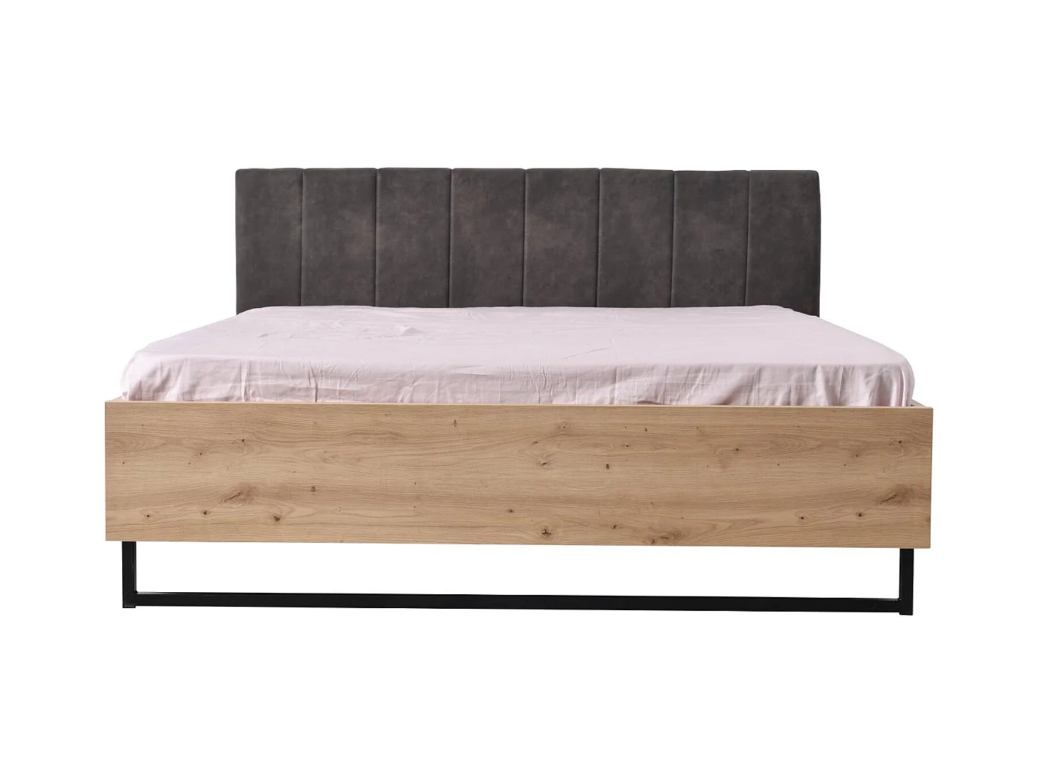 Letto matrimoniale 197,5x94x212 cm tessuto grigio rovere