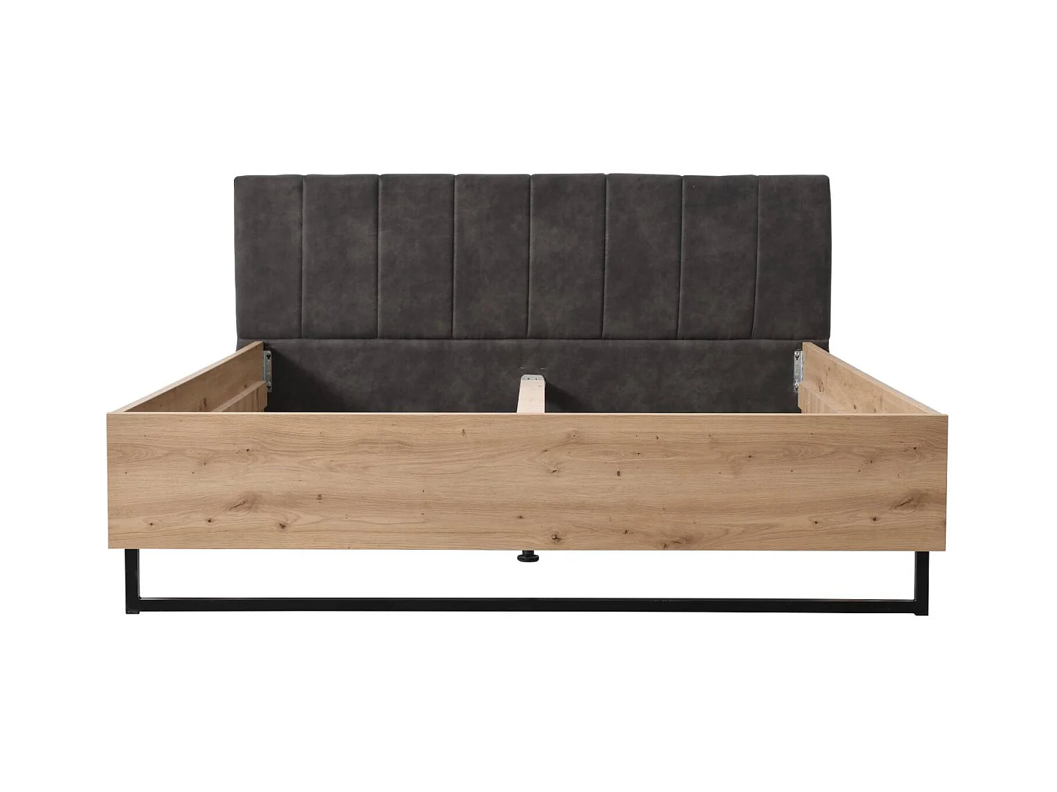 Letto matrimoniale 197,5x94x212 cm tessuto grigio rovere