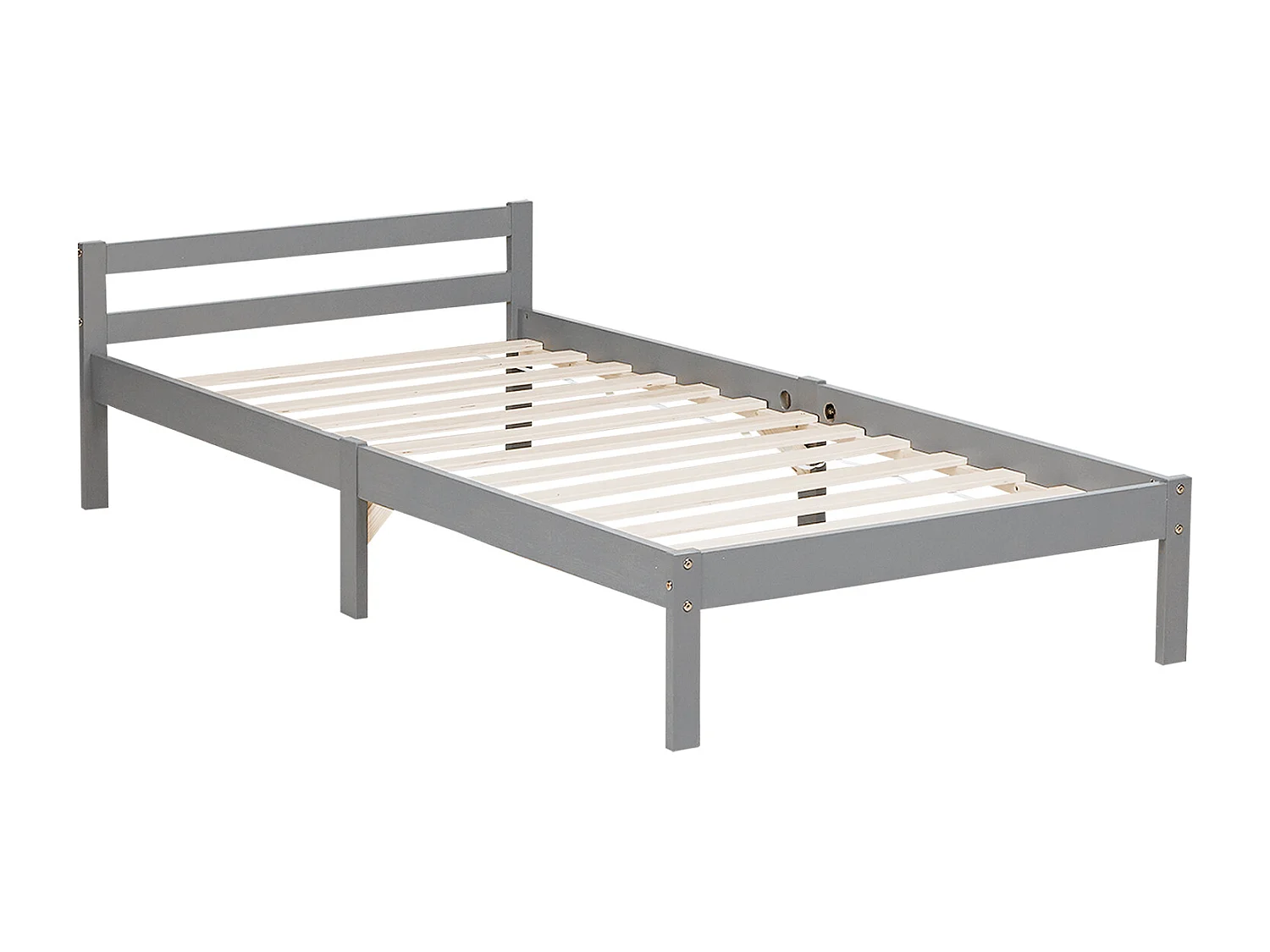 Houten Bed 90x200 cm grijs Grenen