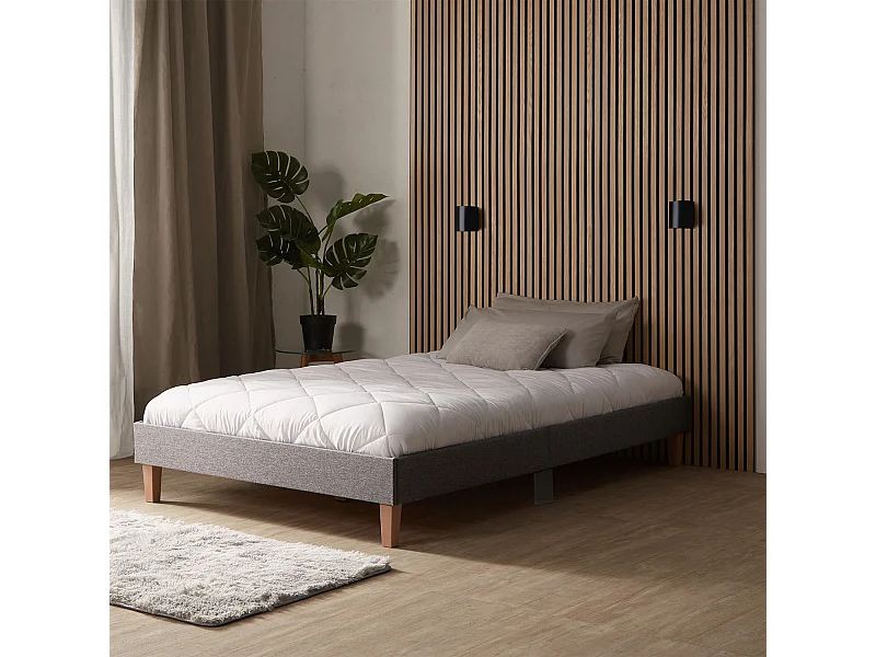 Bettgestell 120x200 cm grau gepolstert