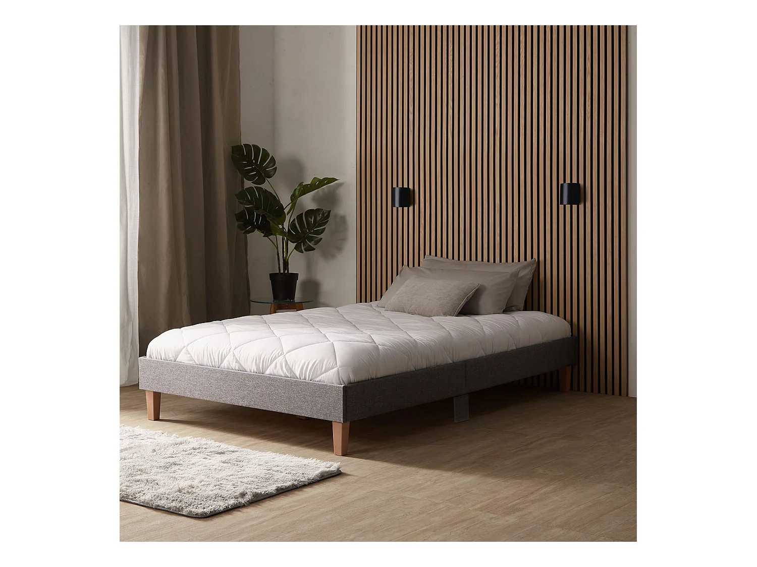 Estructura de cama 120x200 cm tapizada gris
