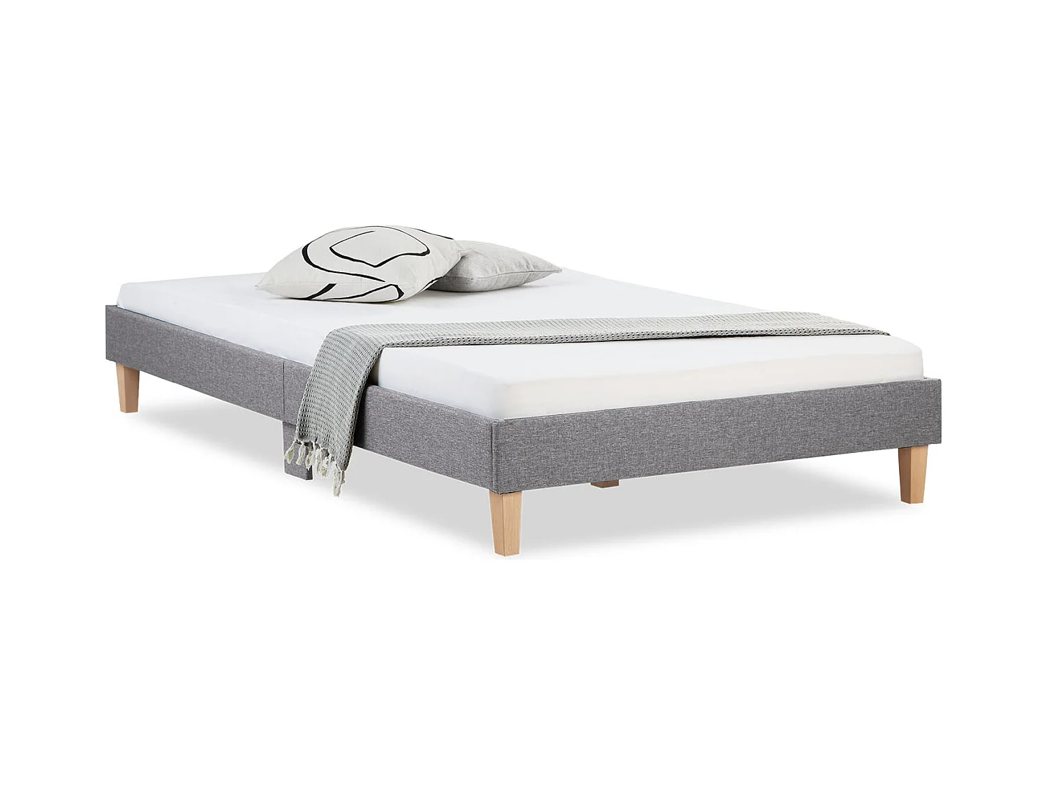 Bettgestell 120x200 cm grau gepolstert