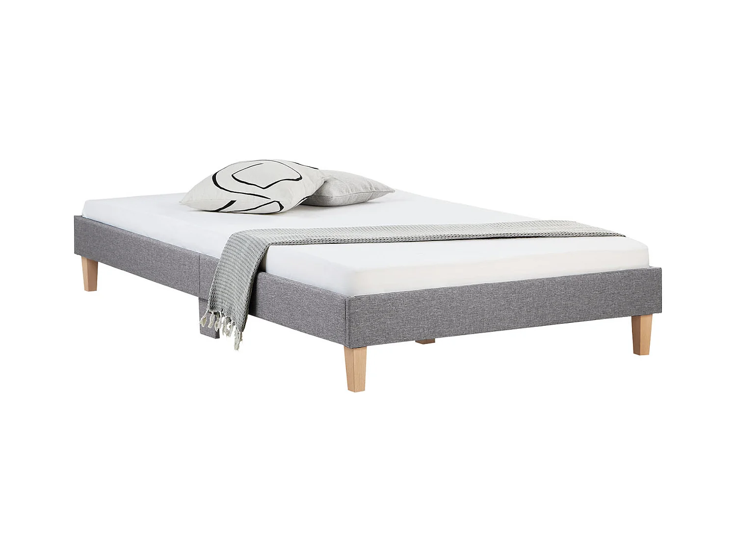 Bettgestell 120x200 cm grau gepolstert