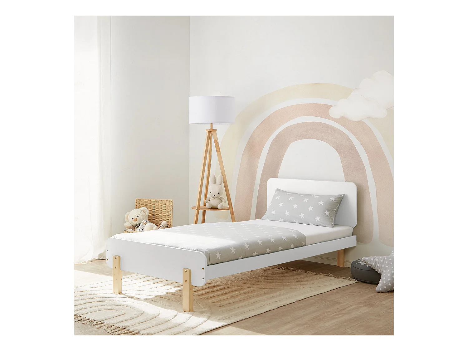 Eenpersoonsbed 90x200 cm wit