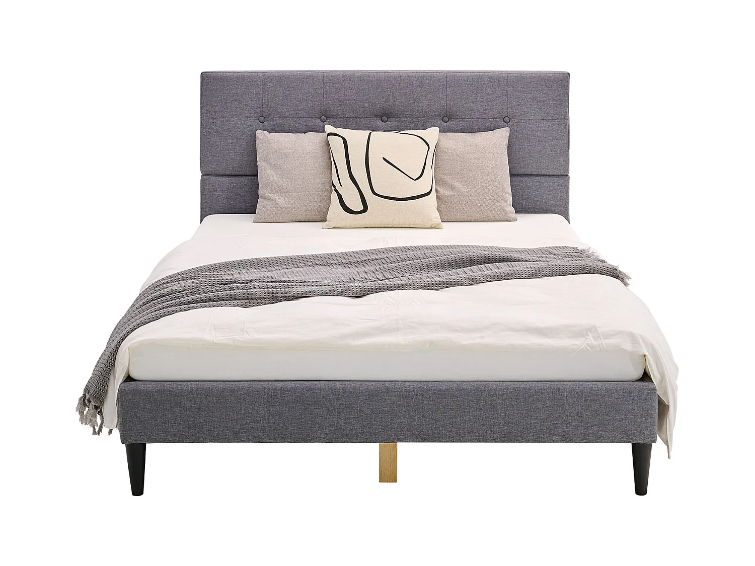 Cadre de Lit Rembourré 120x200 cm Gris