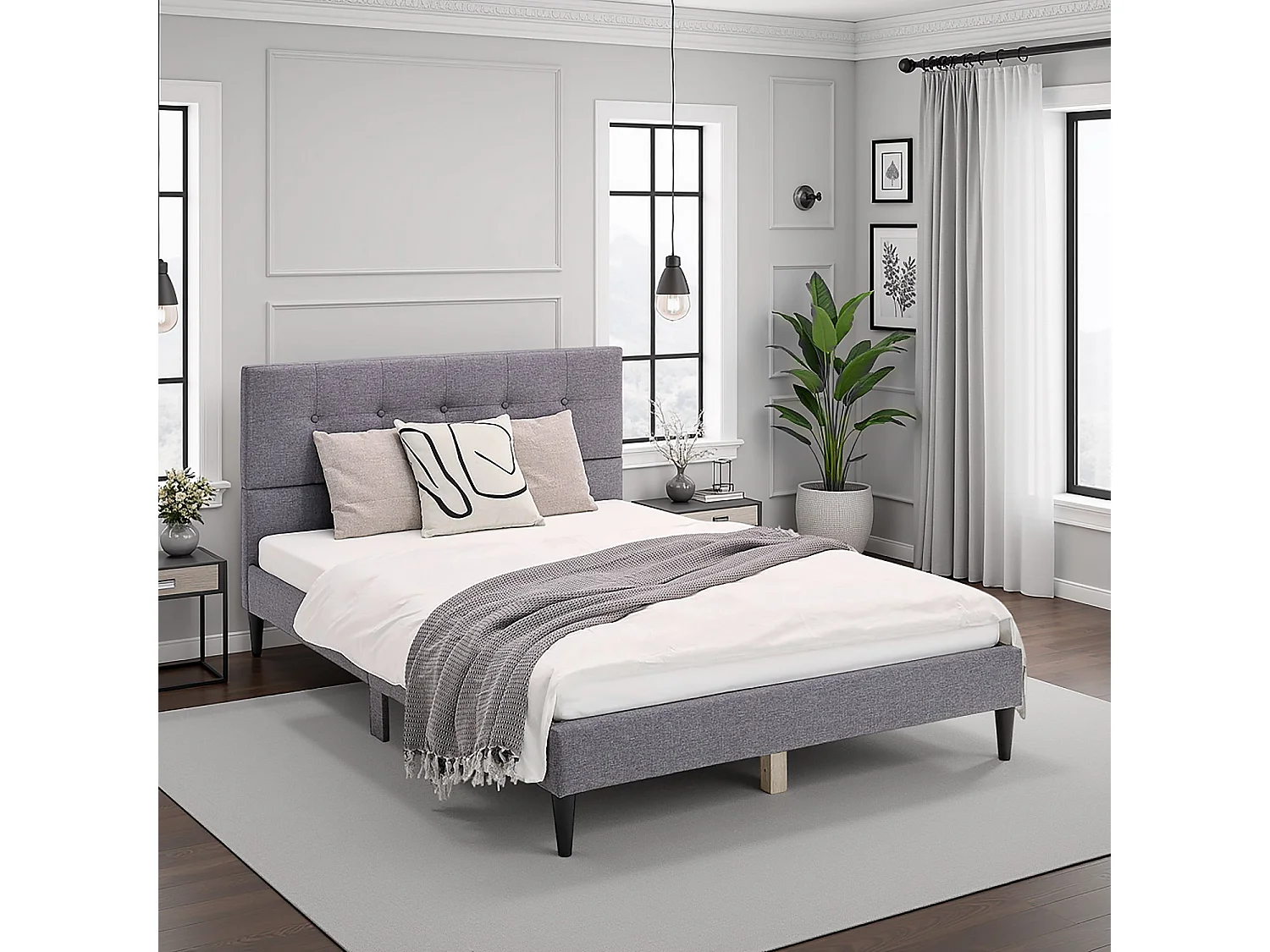 Gestoffeerd Bedframe 120x200 cm Grijs