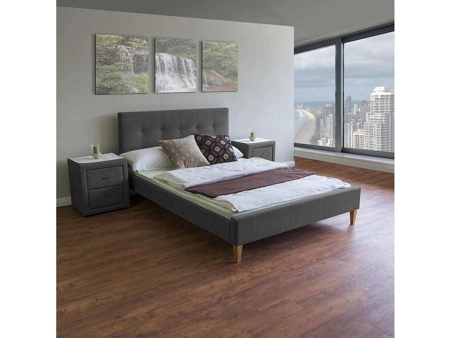 Gestoffeerd Bedframe 120x200 cm Grijs