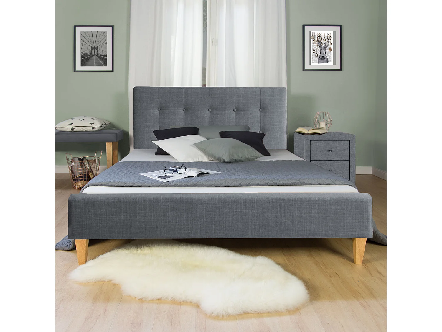 Gestoffeerd Bedframe 120x200 cm Grijs