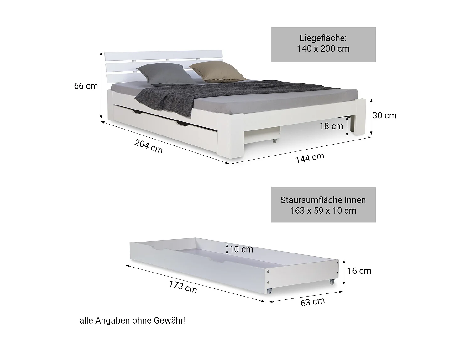 Lit double 140x200 cm blanc