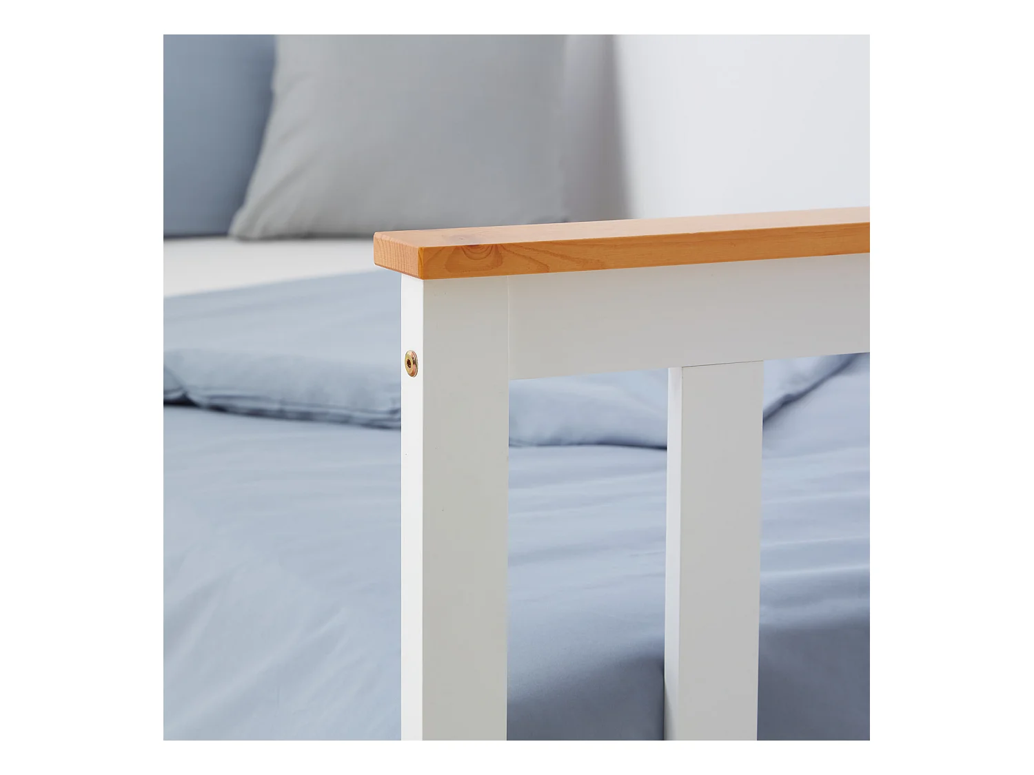 Einzelbett 90x200 cm weiß Massiv Kiefernholz Rahmenbett Tagesbett