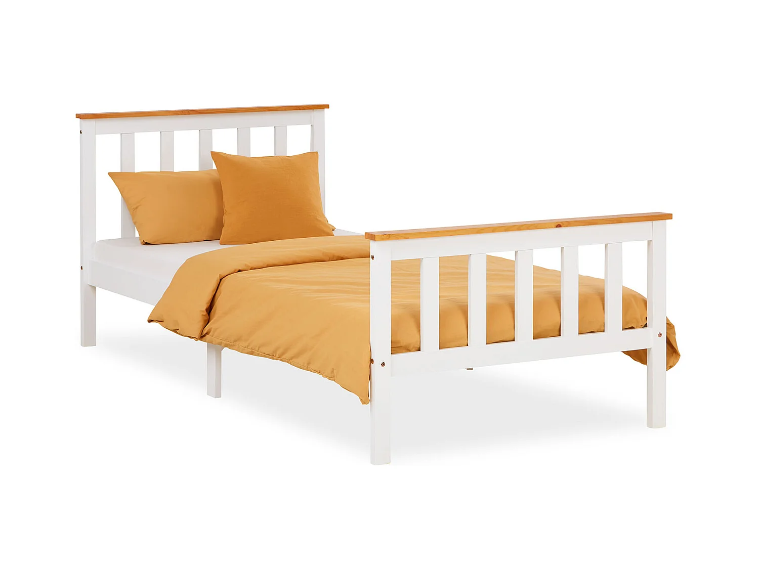 Einzelbett 90x200 cm weiß Massiv Kiefernholz Rahmenbett Tagesbett