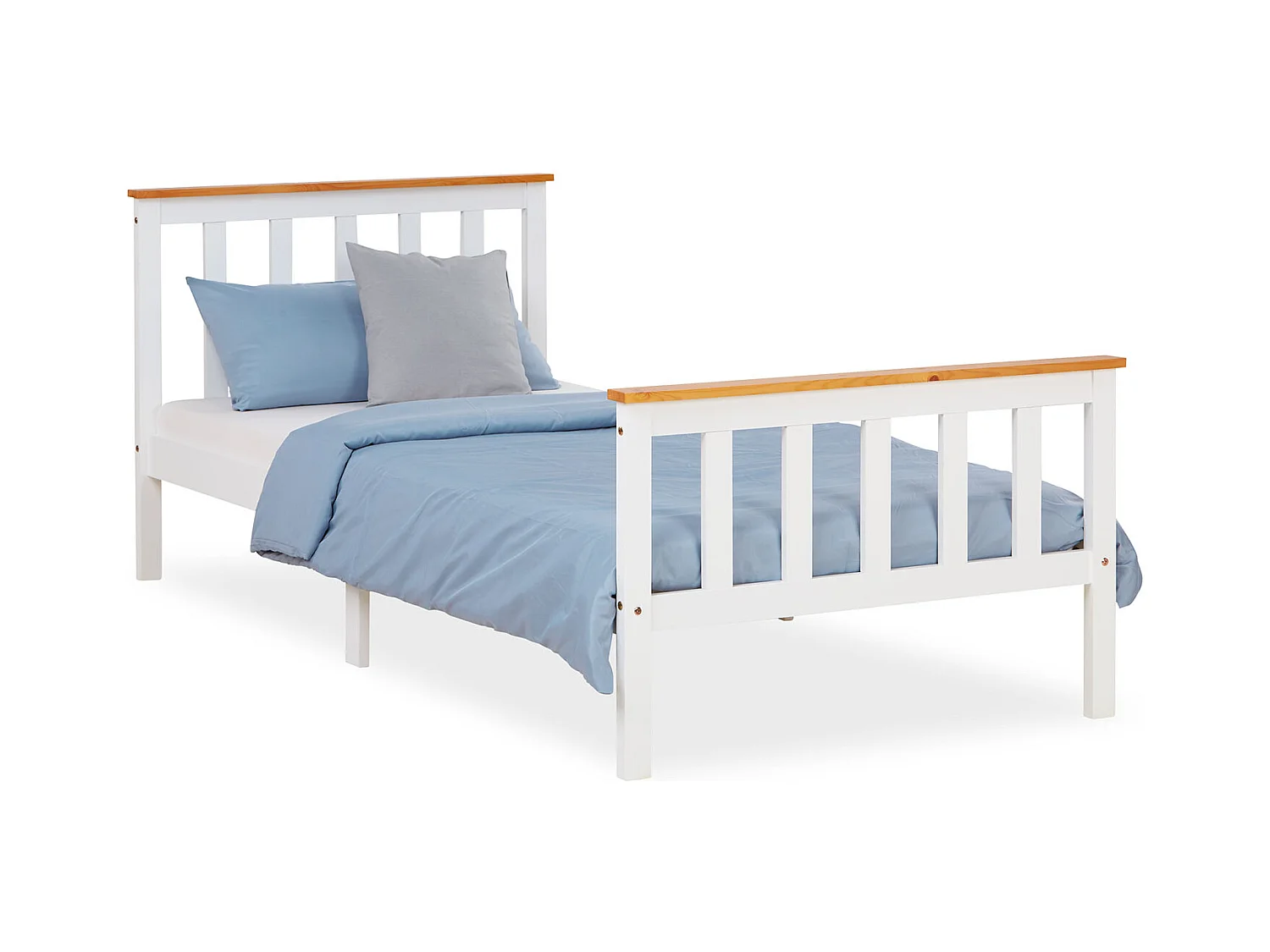 Einzelbett 90x200 cm weiß Massiv Kiefernholz Rahmenbett Tagesbett