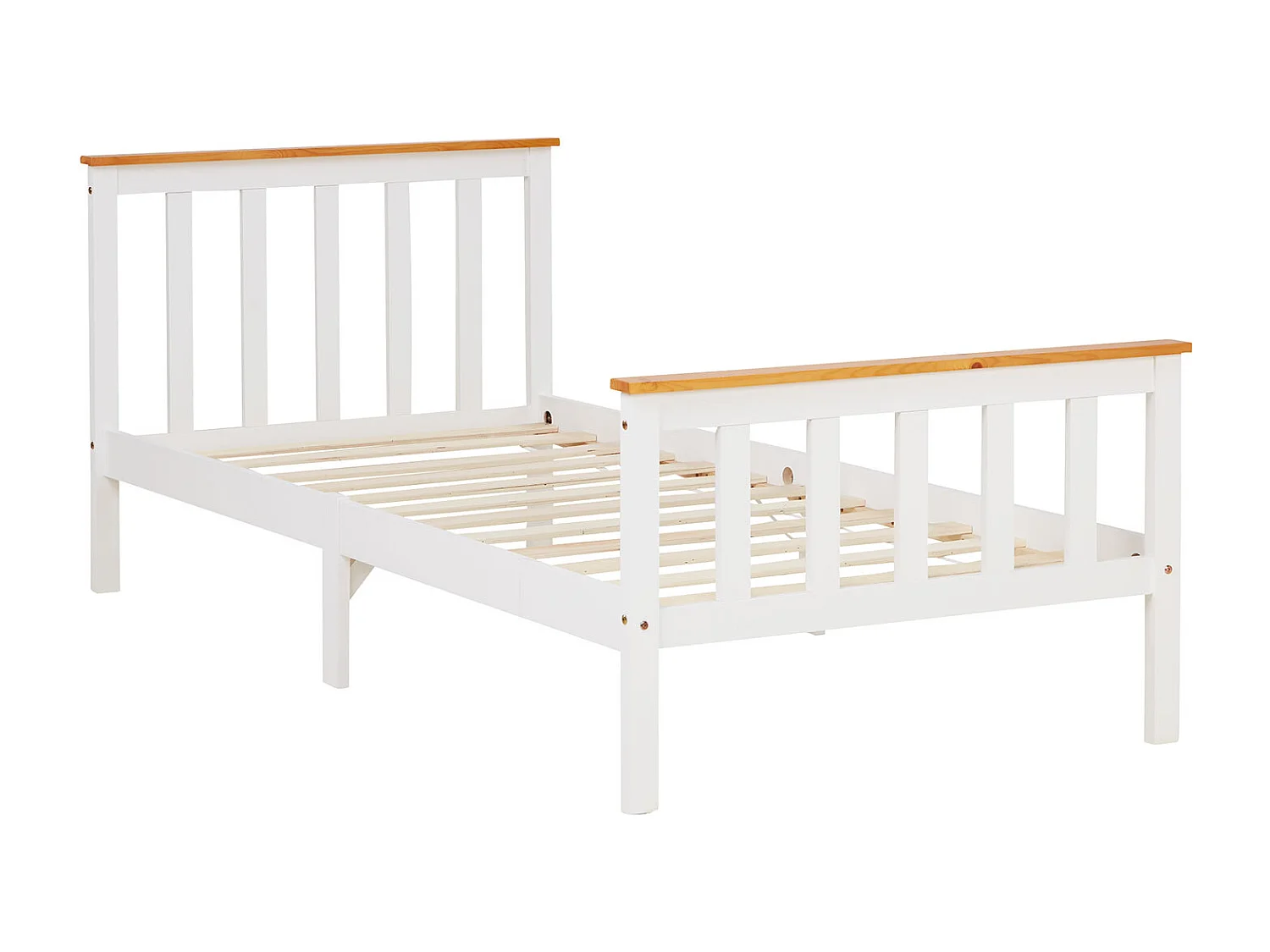 Letto singolo 90x200 cm bianco, struttura in legno massello di pino, letto da giorno