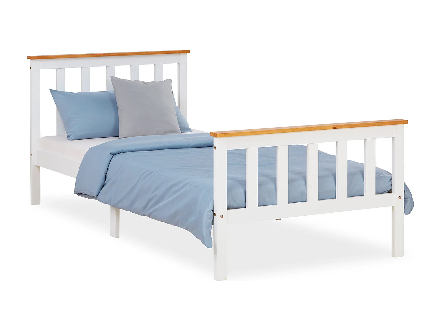 Letto singolo 90x200 cm bianco, struttura in legno massello di pino, letto da giorno