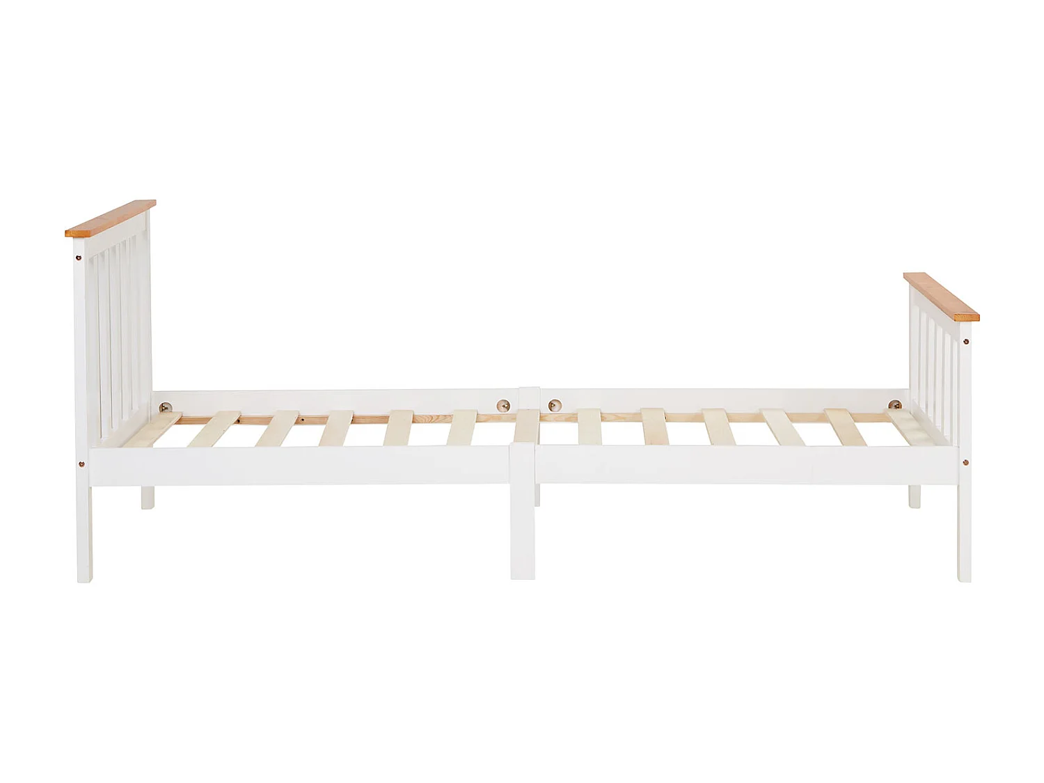 Letto singolo 90x200 cm bianco, struttura in legno massello di pino, letto da giorno