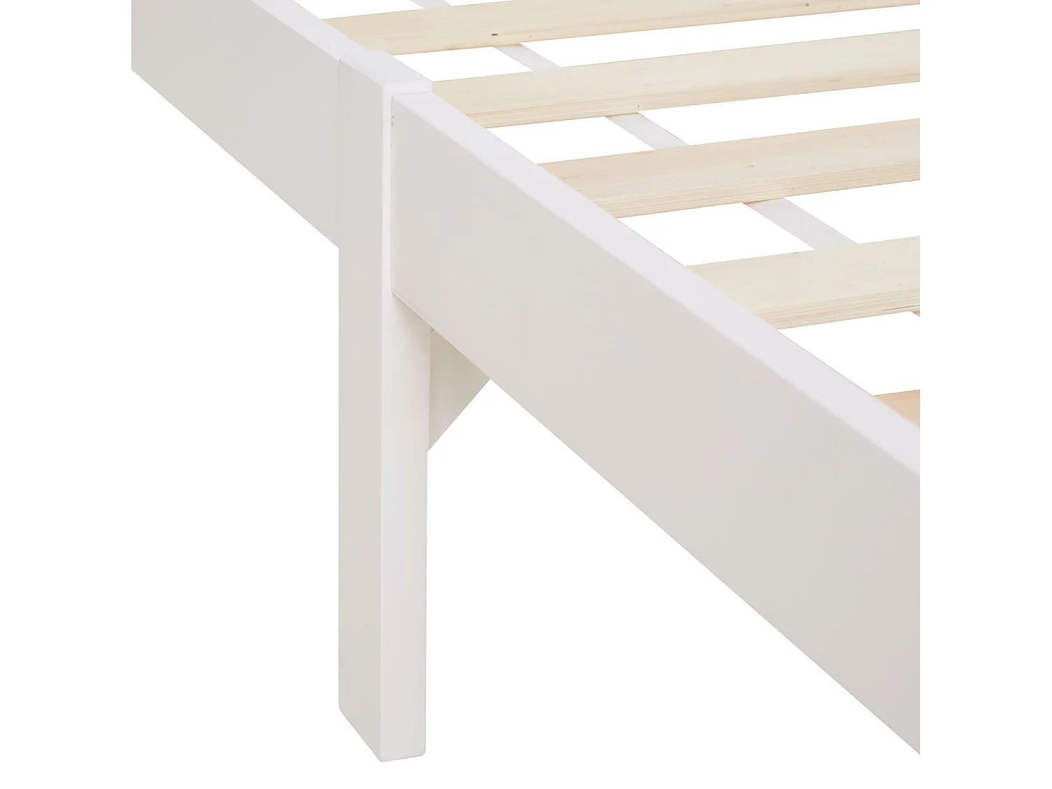 Letto singolo 90x200 cm bianco, struttura in legno massello di pino, letto da giorno