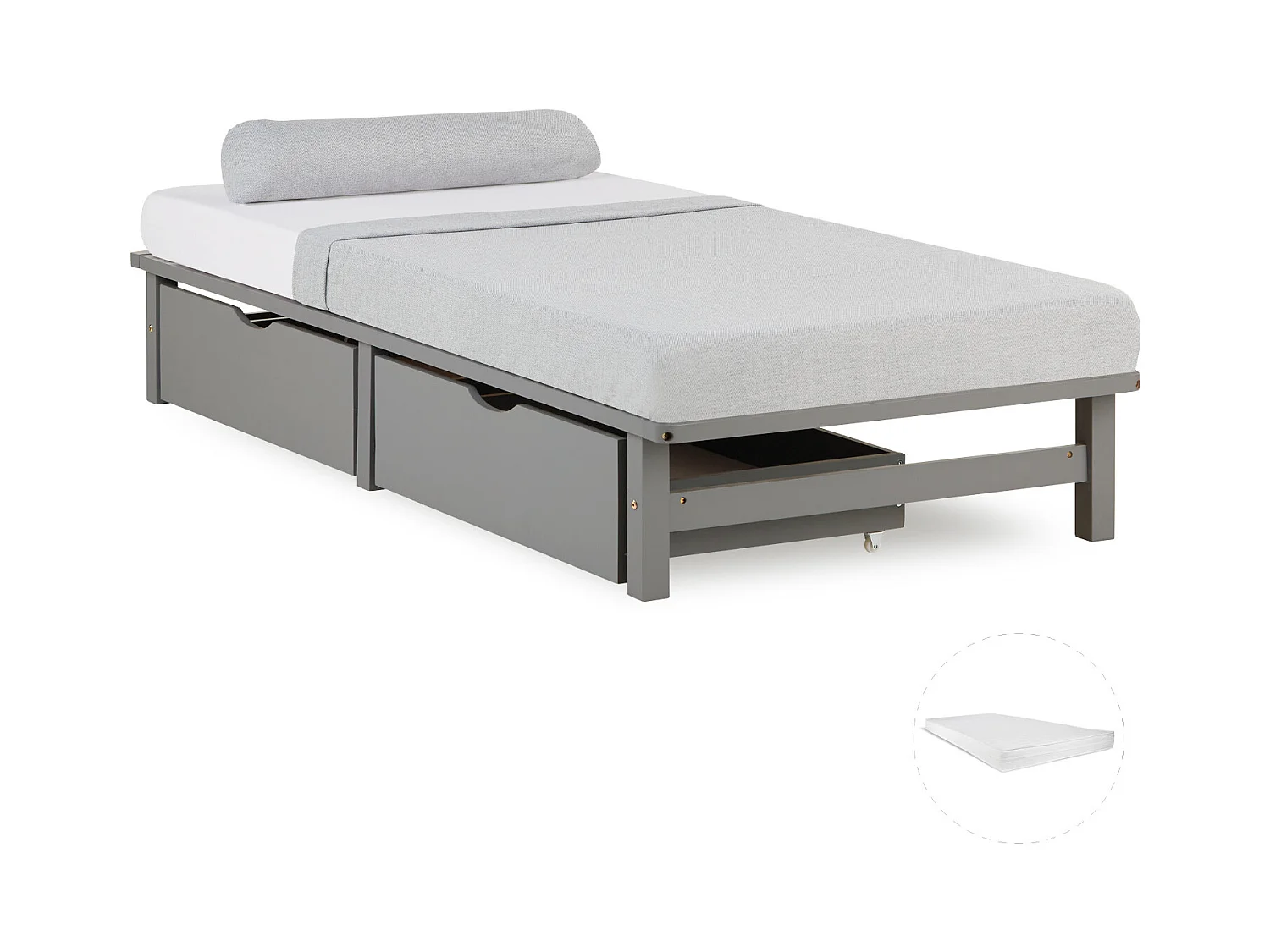 Palettenbett 90x200 cm Grau