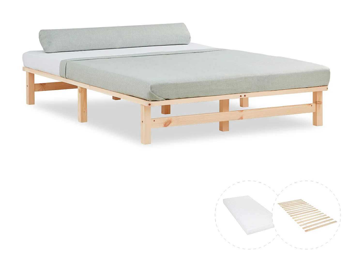 Łóżko 140x200 cm Naturalne