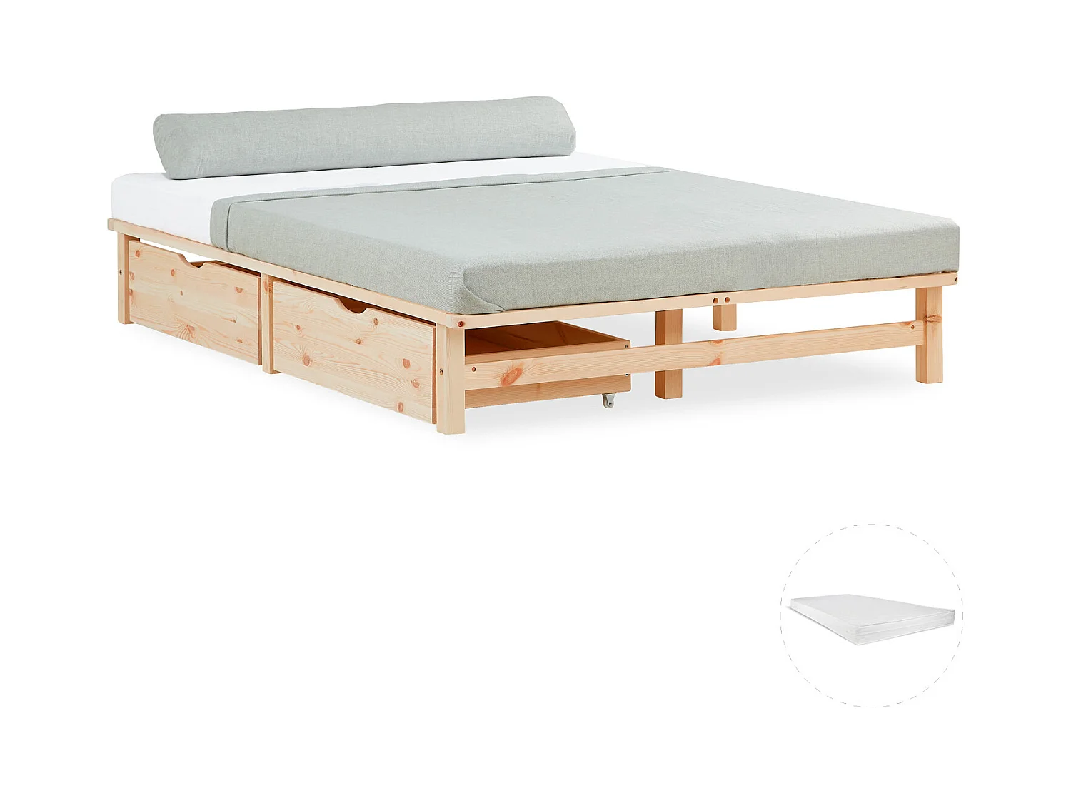 Palettenbett 140x200 cm Natur