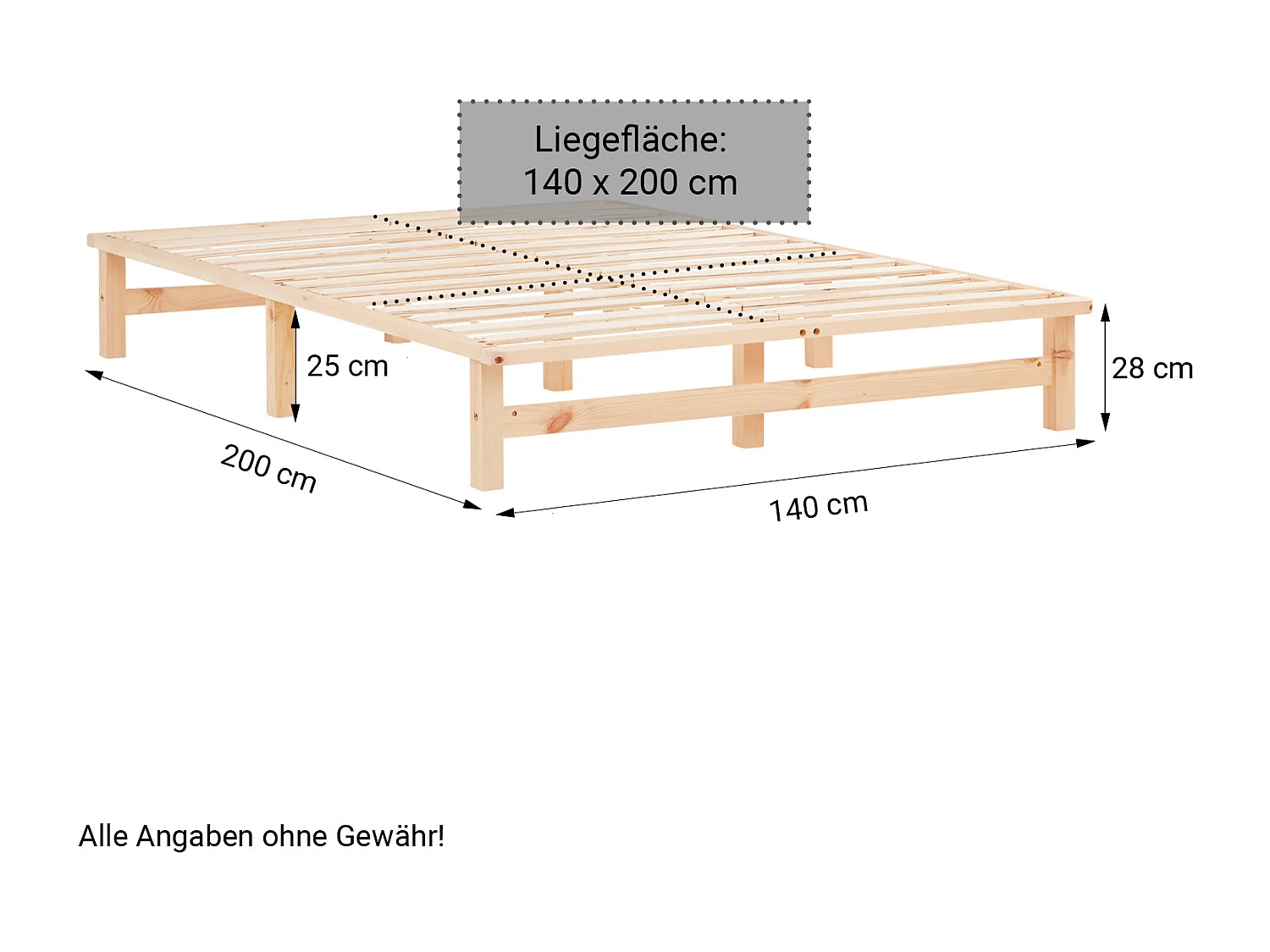 Cama Palet 140x200 cm Natural