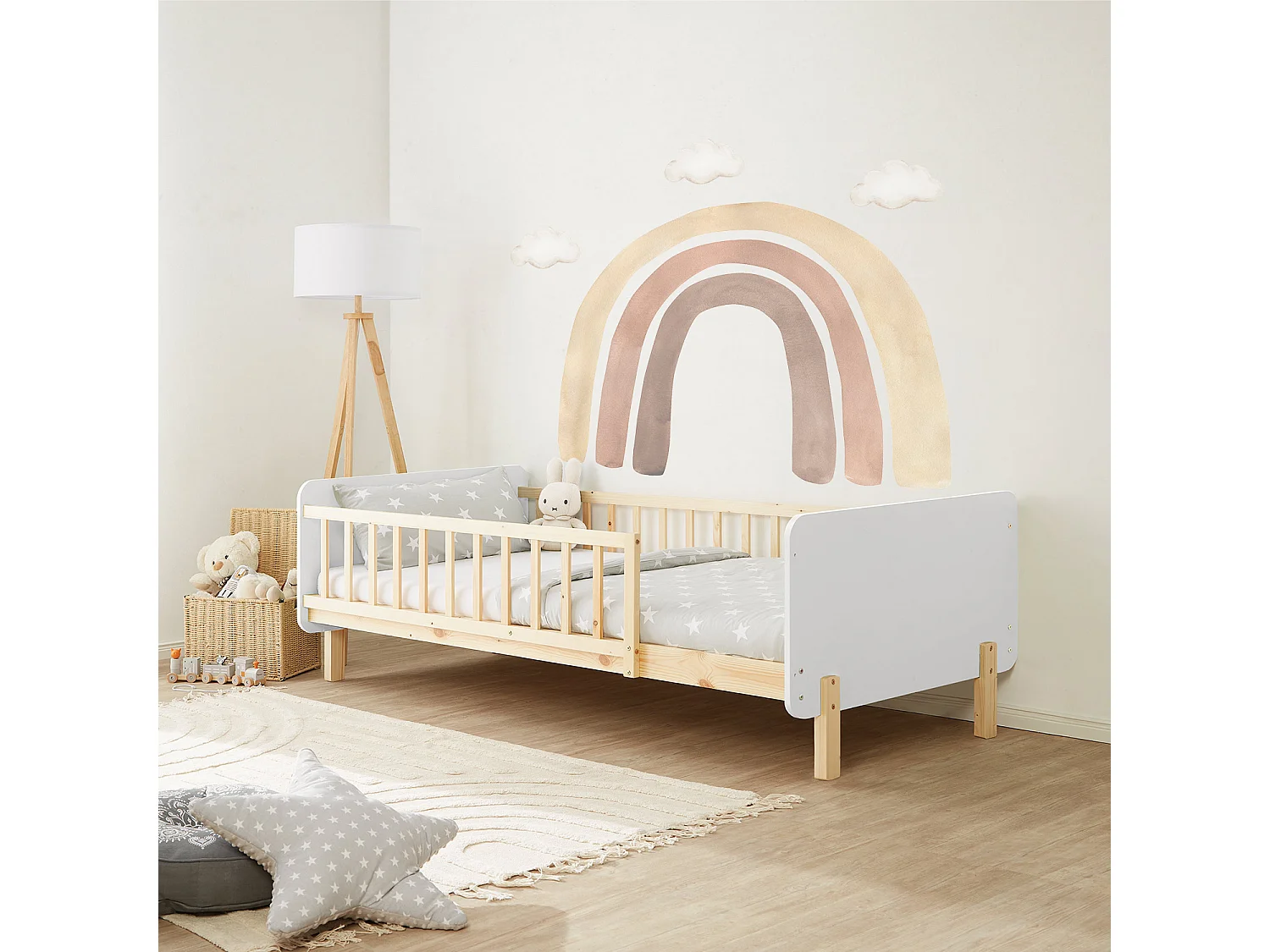 Einzelbett 90x200x12 cm weiß