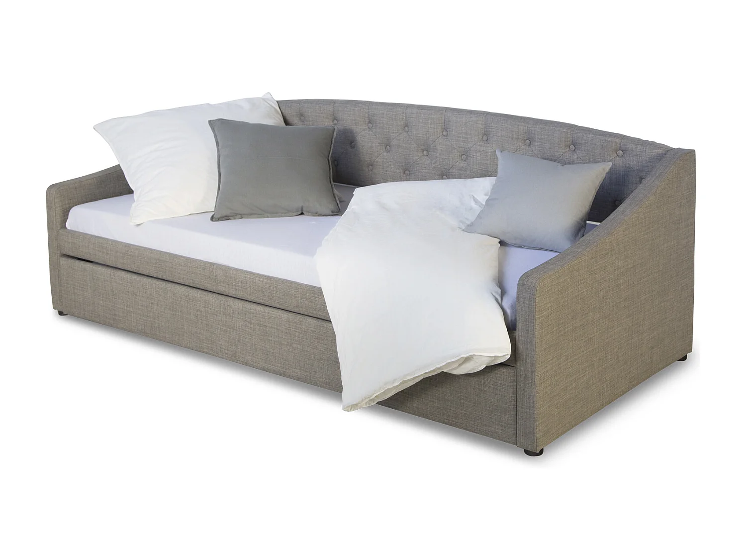 Łóżko dzienne 90x200 cm szare Tapicerowane łóżko z szufladą, sofa, rozkładane łóżko dla gości, rozsuwane