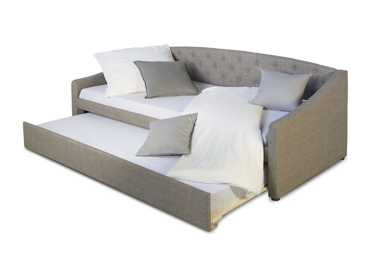Łóżko dzienne 90x200 cm szare Tapicerowane łóżko z szufladą, sofa, rozkładane łóżko dla gości, rozsuwane