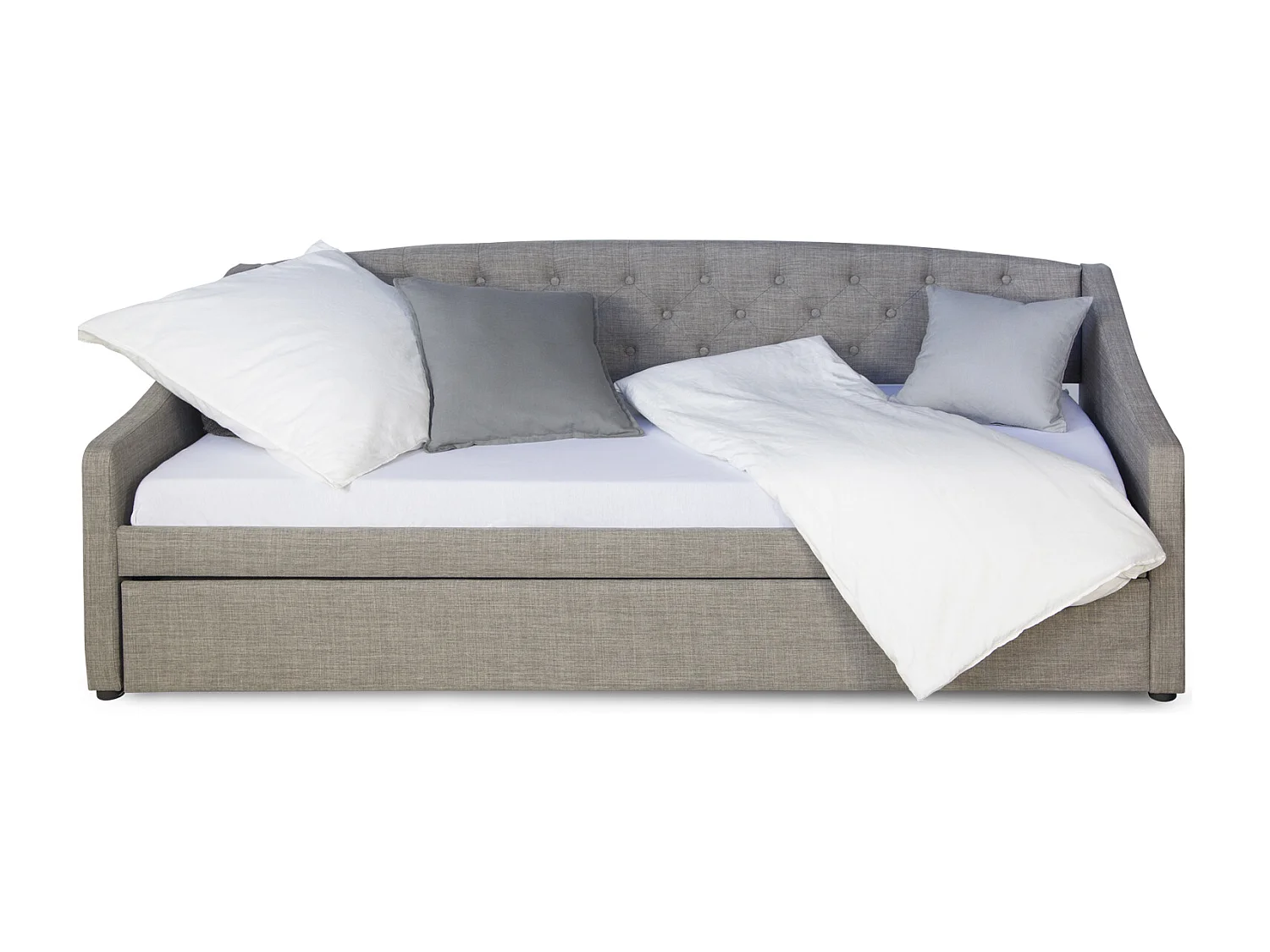 Łóżko dzienne 90x200 cm szare Tapicerowane łóżko z szufladą, sofa, rozkładane łóżko dla gości, rozsuwane