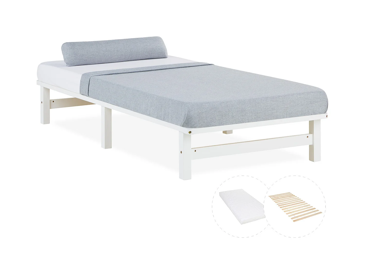 Palettenbett 90x200 cm weiß