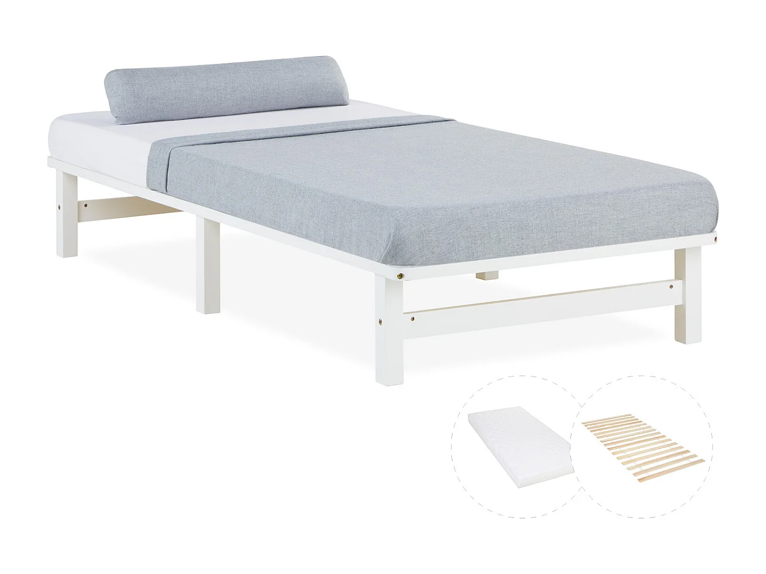 Palletbed 90x200 cm wit