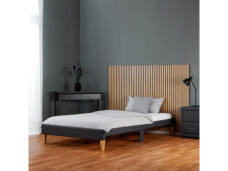 Polsterbett 90x200 cm grau Slatts