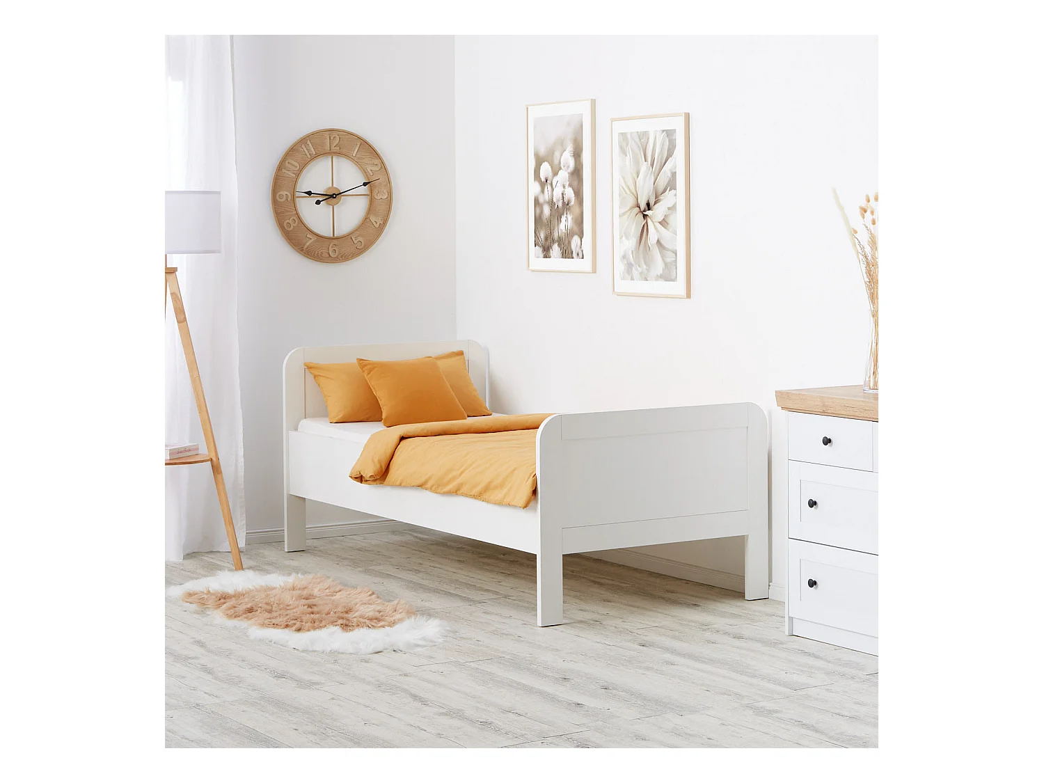 Bett 98,5x206x87 cm weiß Komfort