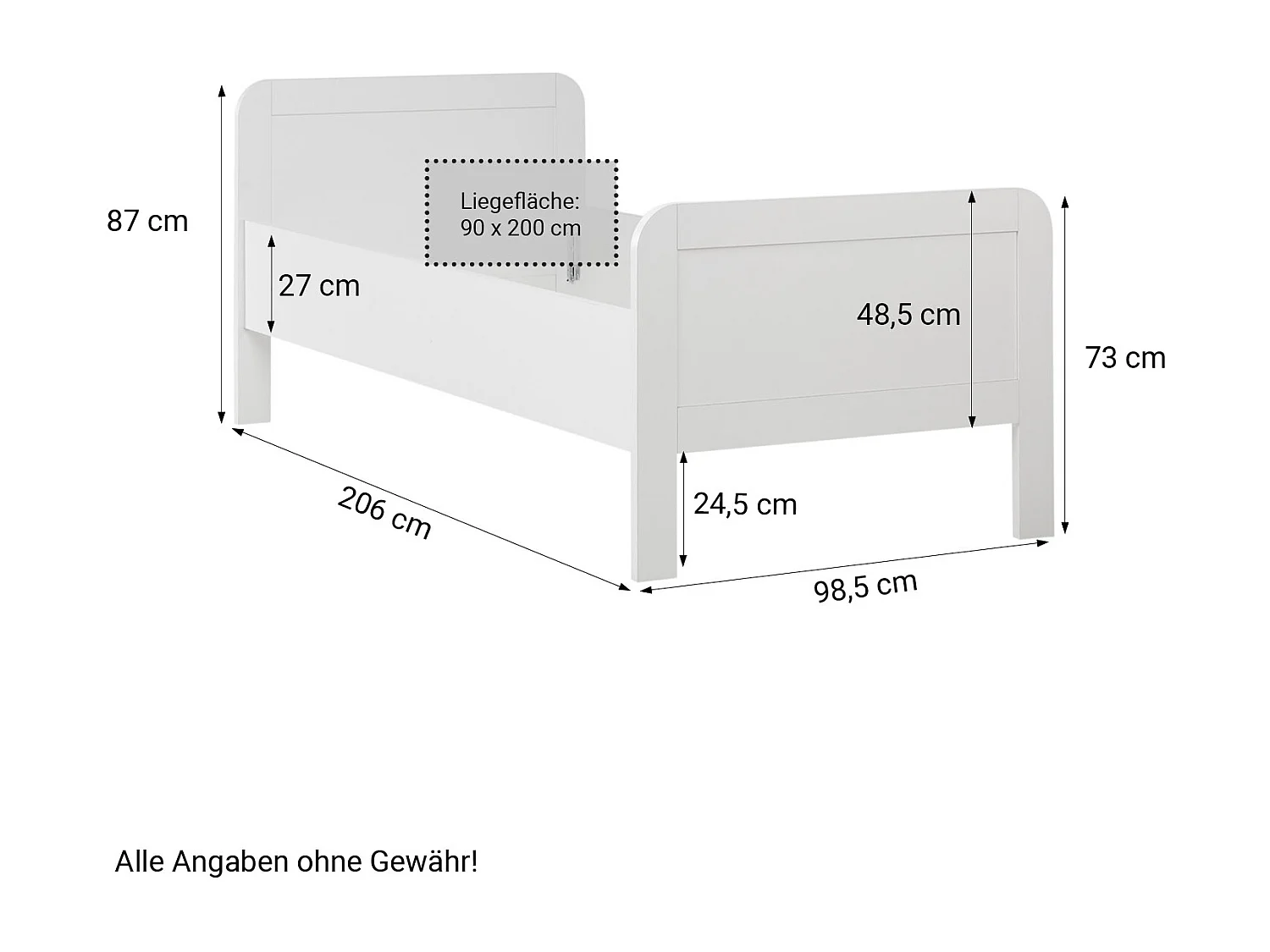 Bed 98,5x206x87 cm wit comfort