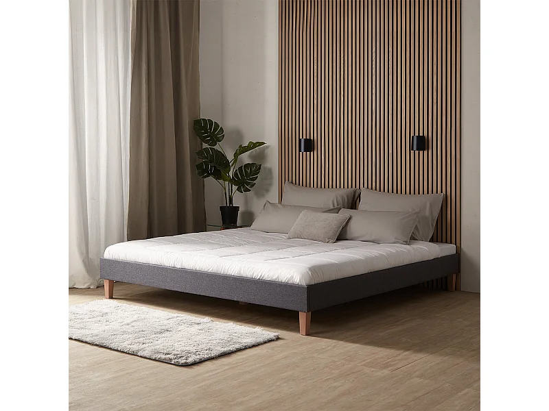 Bettgestell 180x200 cm grau gepolstert
