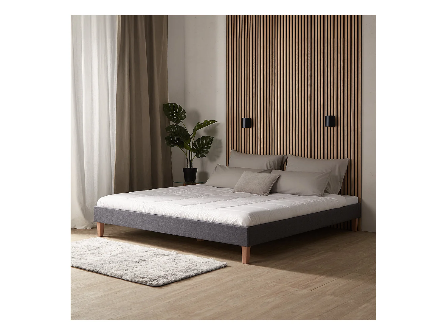 Estrado de cama 180x200 cm estofado cinza
