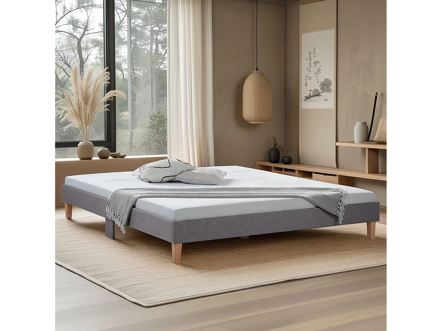 Bedframe 180x200 cm grijs gestoffeerd