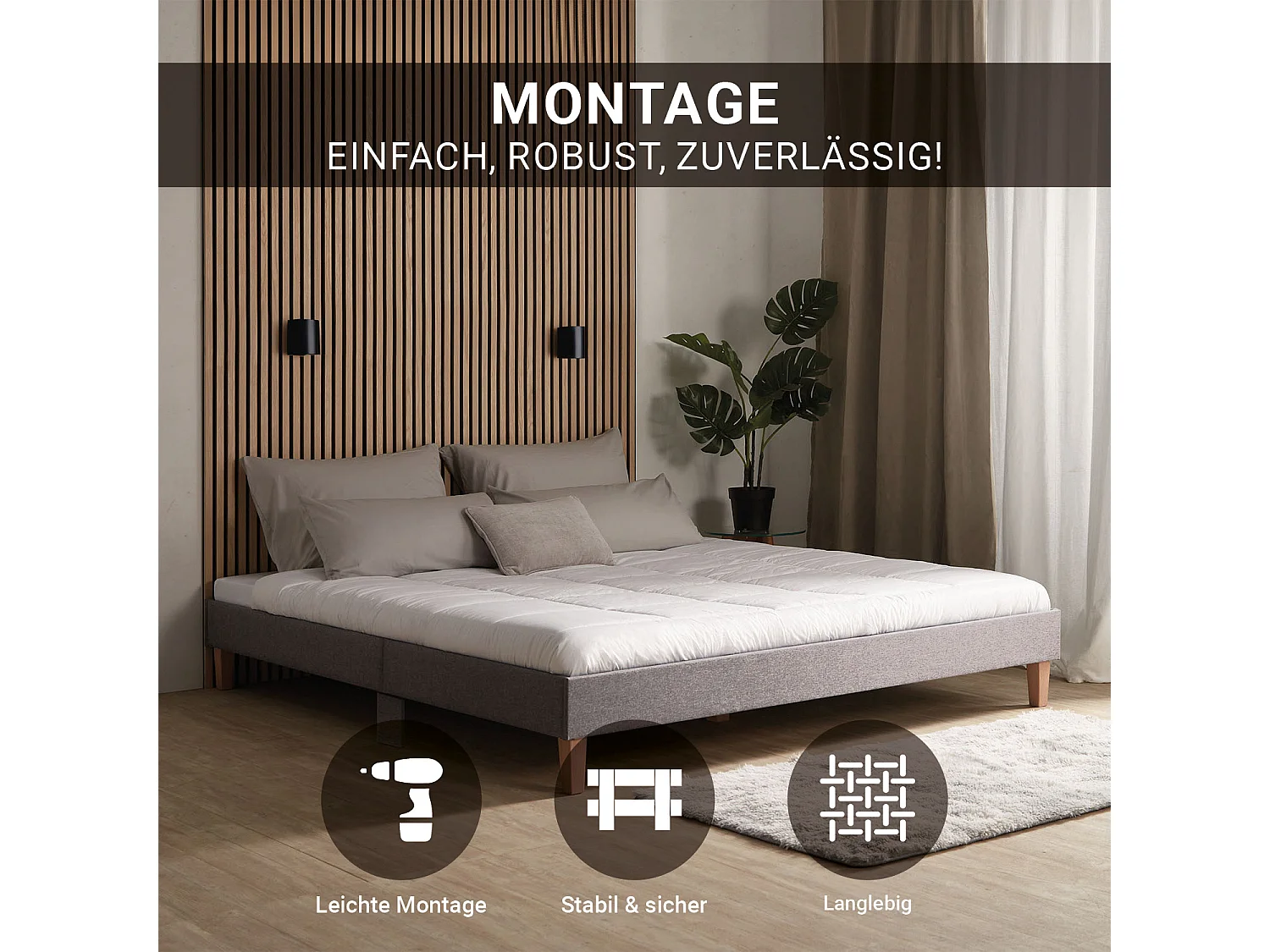 Bedframe 180x200 cm grijs gestoffeerd