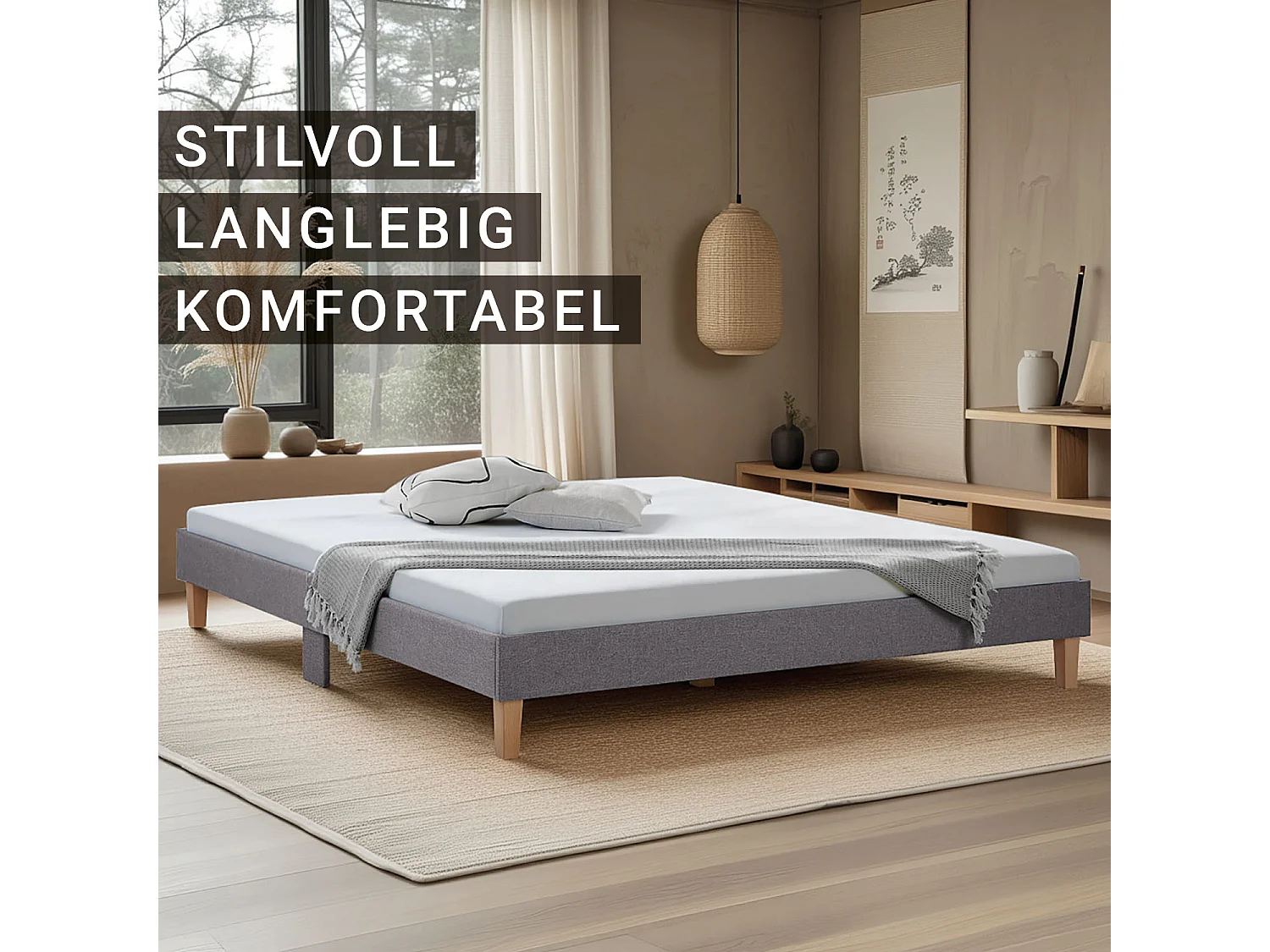 Bedframe 180x200 cm grijs gestoffeerd