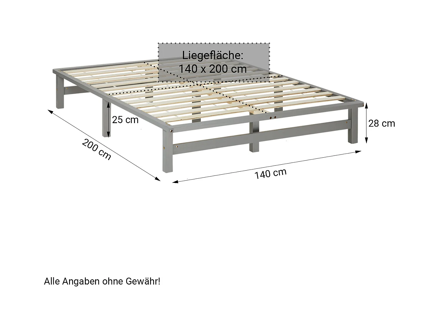 Letto 140x200 cm Grigio