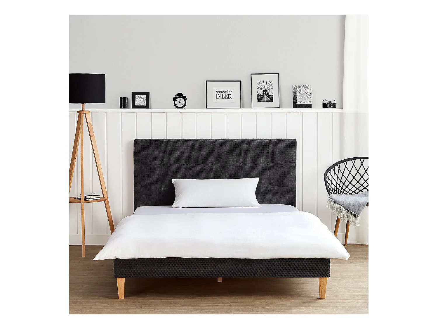 Doppelbett 140x200 cm Grau