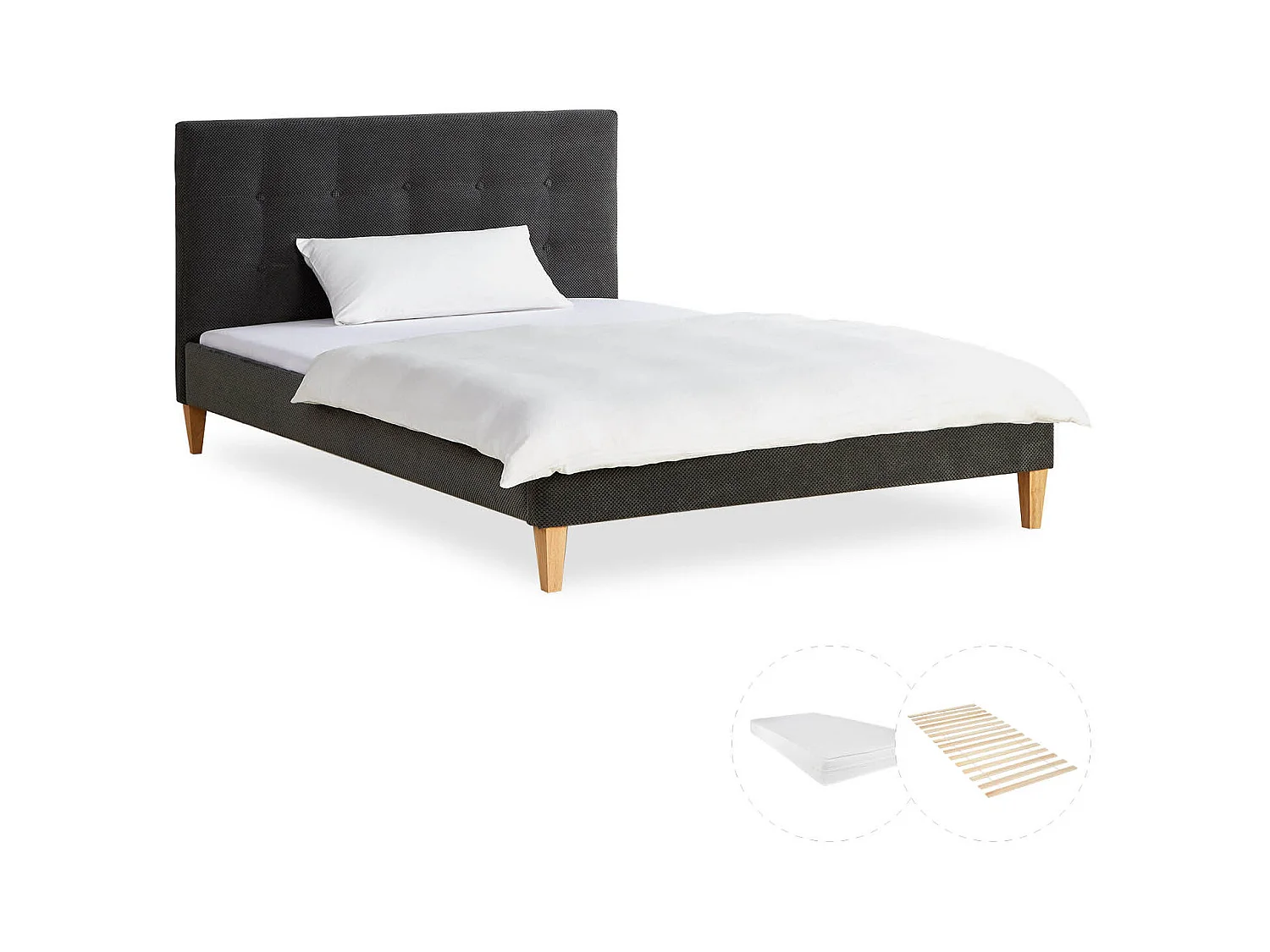 Doppelbett 140x200 cm Grau