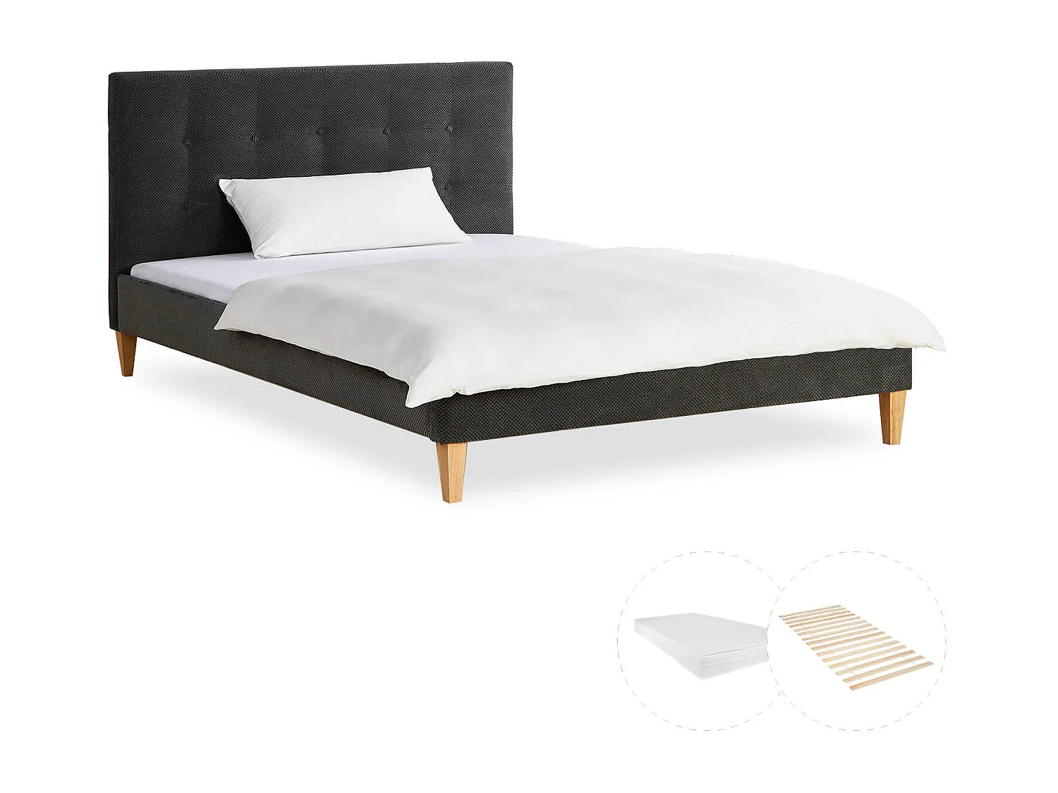 Tweepersoonsbed 140x200 cm Grijs