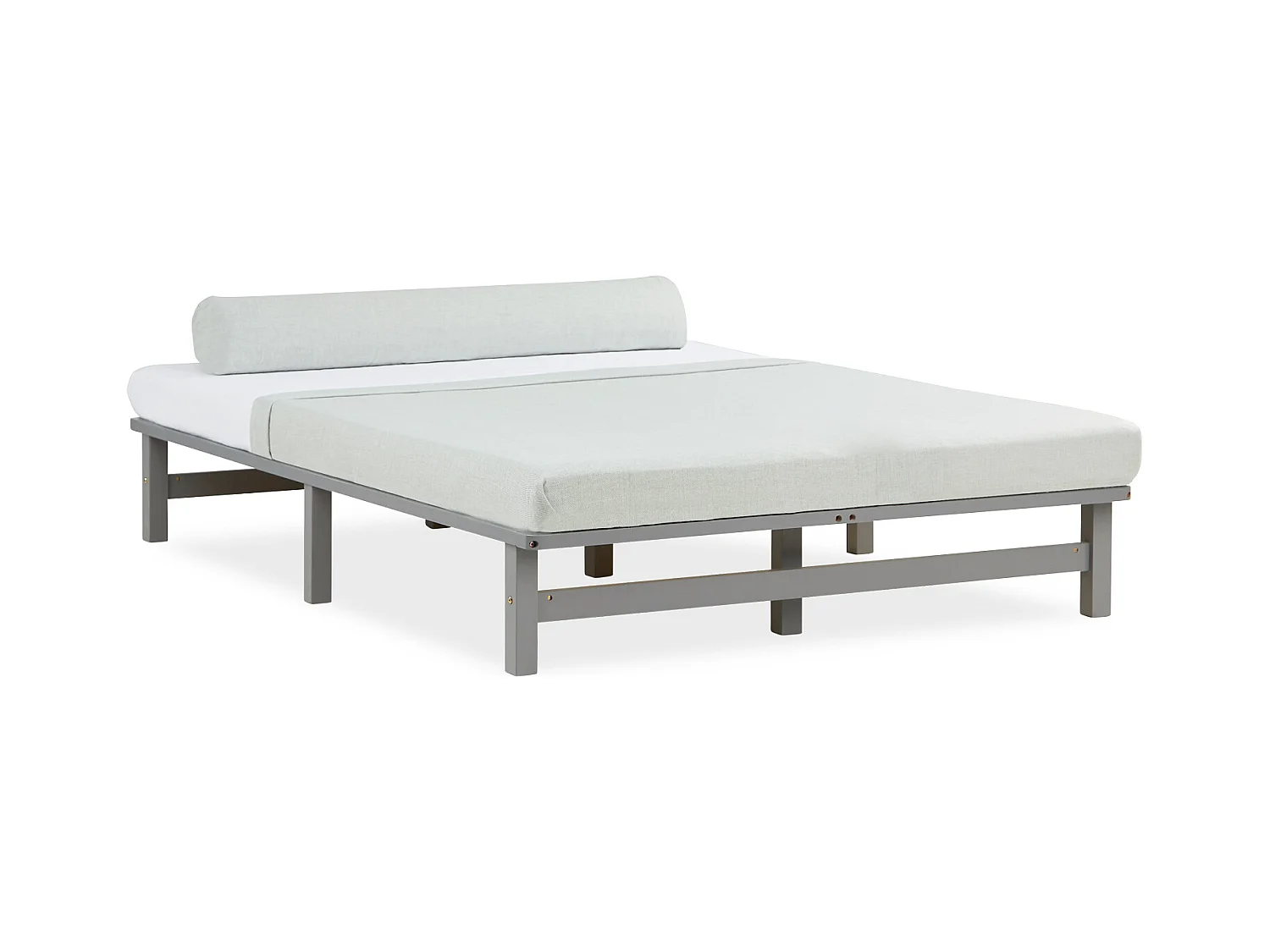 Bett 140x200 cm grau Palett