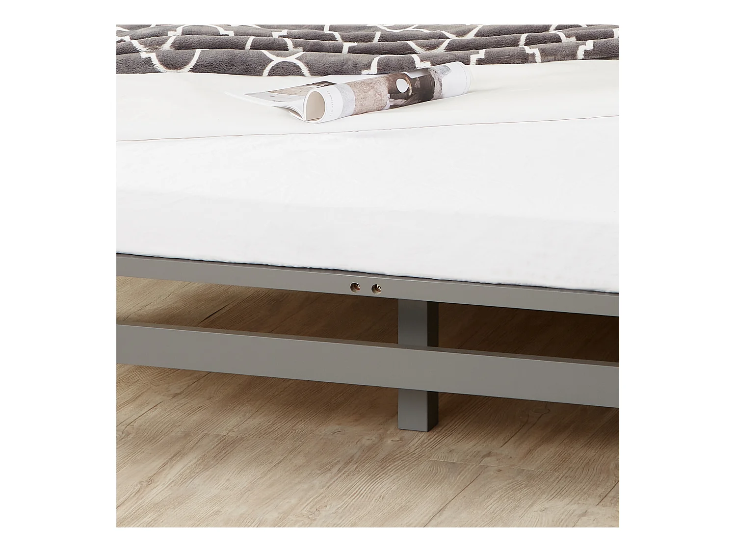 Bett 140x200 cm grau Palett