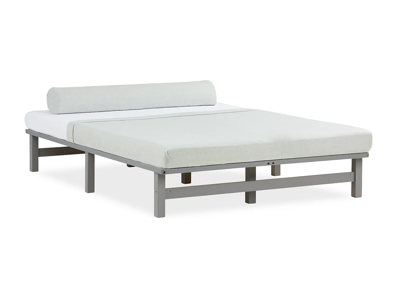 Bett 140x200 cm grau Palett