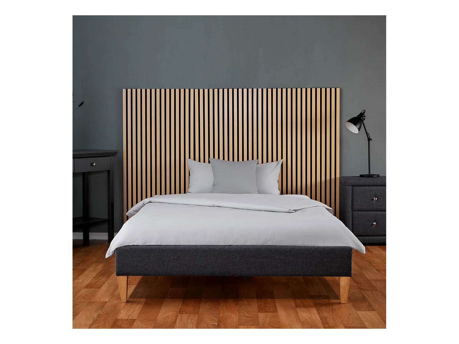 Polsterbett 95x32x210 cm grau Slatts