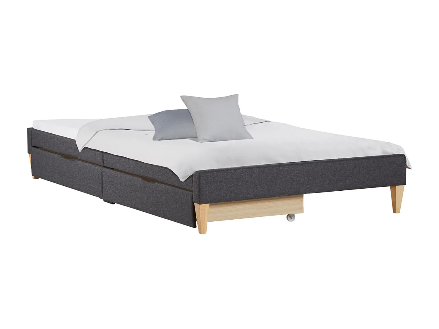 Gestoffeerd bed 95x32x210 cm grijs Slatts