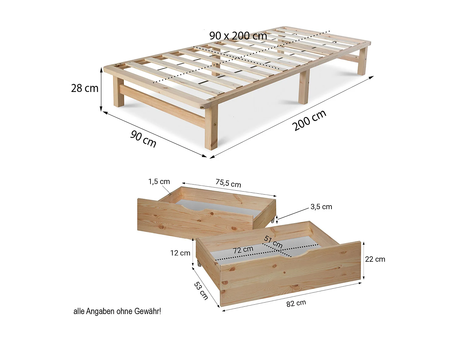 Łóżko 90x200 cm Naturalna Paleta